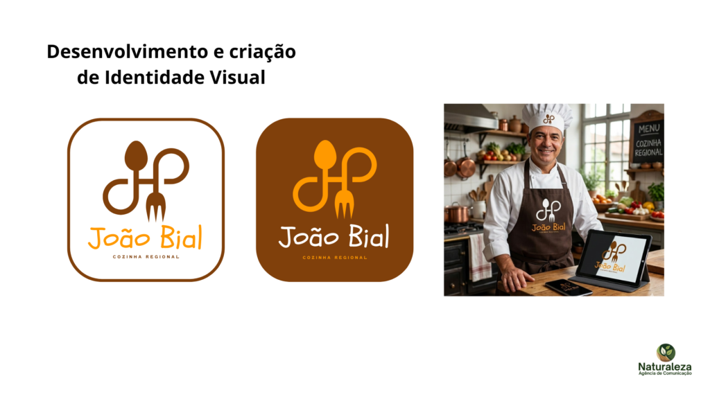 Criação de identidade visual para cozinheiro especializado em culinária regional. Logotipo desenvolvido para valorizar a cultura e a tradição gastronômica regional brasileira.